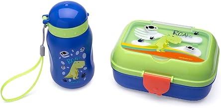 KIT LANCHE DINO GARRAFA PLÁSTICA 500ML + MARMITA 700ML - CAIXA C/ 1 KIT LEOELEO