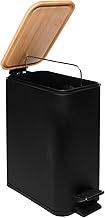 LYOR - Lixeira Quadrada De Metal Com Pedal e Tampa Em Bambu Preta 5L