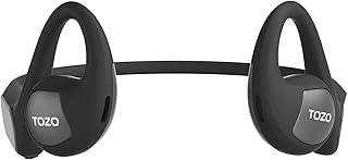 TOZO OpenReal Open Ear Headphones Bluetooth 5.3 Air Conduction Wireless Headphones Sport Earbuds with Premium Sound, Dual-Mic Call Noise Reduction Earphones with Hair Band for Running Cycling Black