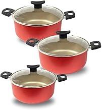 Jogo de Caçarolas Antiaderentes com Tampa de Vidro