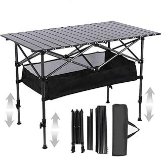 JOYFOX Mesa Dobrável 120cm Ultraleve Portátil Altura Ajustável Resistente Para Camping Garden Life Acampamentos Churrascos Piqueniques Caminhadas Pesca Preto
