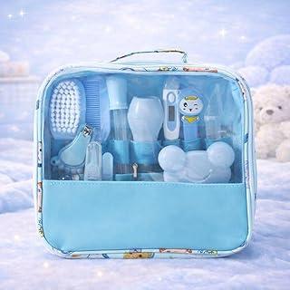 Kit Higiene Bebê 13 em 1 Completo com Termômetro Digital, Tesoura, Cortador de Unhas, Pente, Escova e Bolsa Organizadora – Livre de BPA – Cuidado Completo para Recém Nascido (Azul)