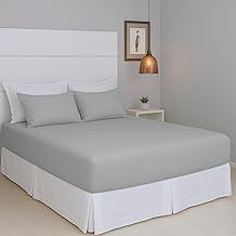 Jogo de Lençol Queen Malha 100% Algodão Liso com Elástico 3 peças Toque Macio Top (Cinza)