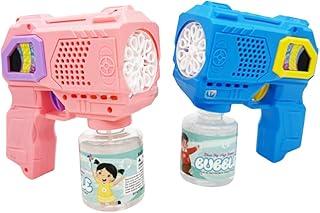 Pistola de Bolhas de Sabão Automática, Rosa e Azul, com Luzes LED, 14,5 x 15 cm (Rosa)