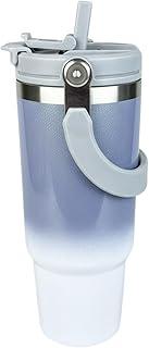 Copo Térmico com Canudo Tampa e Alça 900ml, Cops Garrafas Termico para viagem vácuo dupla camada aço inoxidável, Caneca Termica Cafe Água Chá,Presente, Fitness Barganha Mix (p2002Cinza Grafite)