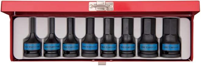 King Tony 4418MP Chave Soquete Impacto Curtas Allen com Encaixe, 1/2", 8 unidades