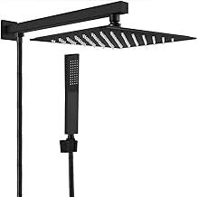 Ducha Quadrada Dourada 20x20 Cm Com Desviador E Ducha De Mão Alto Padrão (Preto)