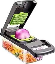 Cortador de Legumes Mandolin 16 em 1 com Recipiente – Fatiador, Ralador e Picador Multifuncional Cinza e Verde