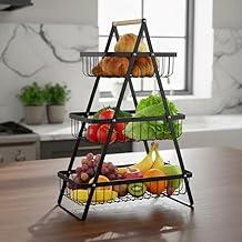 Fruteira De Mesa Organizador Cesto Frutas Cozinha Multiuso Metal Legumes Organizador Aramado 3 cestos