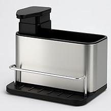 Porta Detergente de Pia 3 em 1 com Dispenser 300ml e Suporte para Esponja | Organizador de Cozinha Multiuso com Acabamento Inox Durável e Resistente