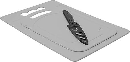 LYOR - Conjunto 2 Tábuas para Corte e Faca com Protetor de Plástico Cinza