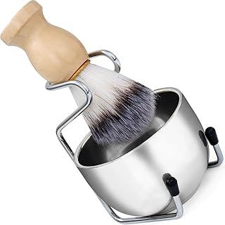 Kit Pincel Barbear C/Suporte Tigela Bowl Cumbuca Copo Inox 200ml NilosDecor