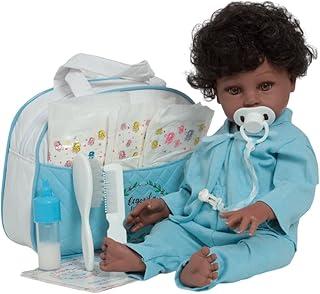 Boneco Reborn Realista Negro Enxoval Completo Pagão Azul