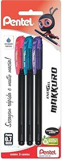 Pentel Caneta Gel Energel Makkuro 0.7mm Kit 3 Cores - Rosa Azul e Violeta SM/BL417-PSV