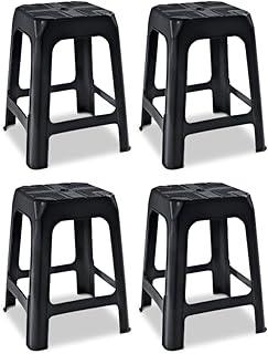 Kit 4 Banqueta Banco Preto 45 cm Plástica Até 70kg