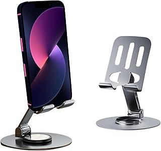 Suporte de Celular para Mesa em Alumínio com Base Rotativa 360° Estável e Antiderrapante Ajustável e Dobrável para Smartphones iPhone, AVIBES