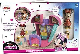 Elka Pet Shop da Minnie, maleta rosa/Acessórios verde água e lilas/minnie vermelha e pluto amarelo
