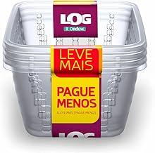 Ordene - Conjunto com 4 Cestos Plástico Organizador Pequeno de 1,4 Litros, Cor Cristal, Linha Log
