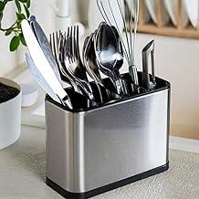 Escorredor Porta Talheres em Inox Compacto, Moderno e Super Resistente! 4 Divisórias Inteligentes Design Elegante para Qualquer Cozinha Sistema de Drenagem que Evita Acúmulo de Água