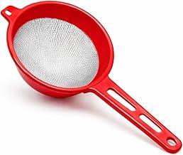 Peneira de Malha Fina com Alça Coador de Cozinha Plástico 4 Cores Azul Bege Turquesa Vermelho (vermelho)