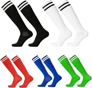 DCP Kids Meião de Futebol Infantil Kit 5 Pares Sortidos Cano Alto 3-12 Anos Poliéster