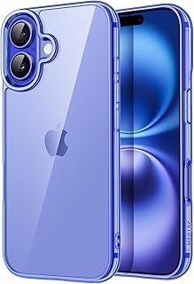 JETech Capa para iPhone 16 6,1 Polegadas, Case Protetora de Telefone à Prova de Choque, Anti-Amarelecimento, Capinha Parte Traseira Transparente Anti-Riscos (Ultramarino)