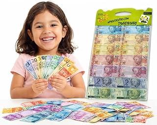 Dinheiro De Brinquedo Educativo Infantil - Kit com 70 Cédulas Realistas para Aprendizado Financeiro, Mercadinho, Jogos De Tabuleiro e Desenvolvimento Cognitivo