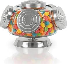 【Cozena】Baleiro de Vidro Giratório Bomboniere Antigo Balas e Doces. (Prata)