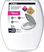 Atlas - Assento Sanitário Almofadado Quadrado com Espuma Ultramacio, Acompanha Kit para Fixação, Cor Branca