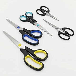 Kit de Tesouras 5 Unidades Aço Inox Multiuso Corte Preciso para Cozinha Escritório Artesanato Escola Costura Lâmina Afiada Pega Ergonômica Tamanhos 14-16-19-22-25 Cm