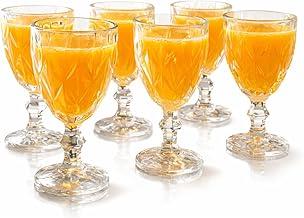 Kit 6 Taças Diamond Grande 340ml em Vidro Transparente Resistênte Modelo Diamante Ideal para Mesa Posta Servir Água Suco Vinho Bebidas com Elegáncia e Estilo