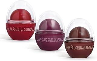 Vult Combo Multi Balm: Vermelho Bala de Morango 6,5g + Marrom Brigadeiro 6,5g + Bordô Beijinho 6,5g