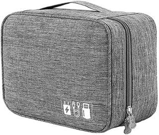 Estojo Organizador De Cabos E Acessórios Eletrônicos Bolsa Portátil Impermeável Para Viagem E Trabalho (Cinza)