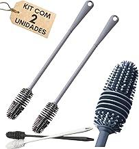 Kit 2 Escovas De Silicone Para Lavar Garrafa Mamadeira Copo Taça - Limpeza Profunda com Praticidade Nas Cores Cinza e Branco Conforme os Estoques- Vende Mais