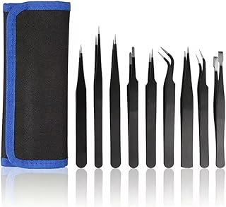 Conjunto de 9 Pinças Antiestáticas de Precisão para ESD com Estojo