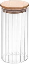 WOLFF - Porta Mantimento com Tampa de Bambu Canelado 400ml Vidro Borossilicato
