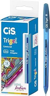 Caneta Gel 1.0mm CIS TRIGEL Fashion, Azul, Caixa c/12 unidades