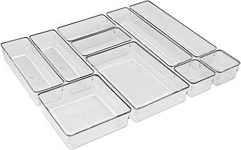 Acrimet Organizador Modular para Gavetas, Bancadas e Armários, Plástico Transparente, Kit com 10 Potes Tamanhos Sortidos, 979.0