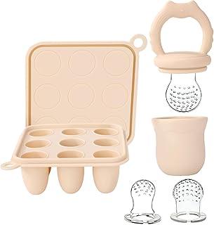 Socub Conjunto de bandeja de silicone para alimentos de frutas e congelador de alimentos para bebês, moldes de picolé de leite materno para alívio da dentição do bebê, alimentador de chupeta para