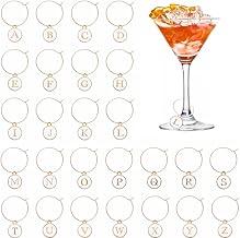 Identificador de Taça com Letras do Alfabeto, 26 Peças, Marcador de Vinho com Argola Deslizante,para Festa e Casamento