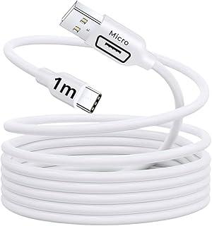 Cabo Micro USB 1 Metro Carregamento Rápido 18W Sincronização de Dados Reforçado Premium Compatível com Android Celulares Smartphones Tablets Power Bank Branco Resistente Durável Universal 10CLICK