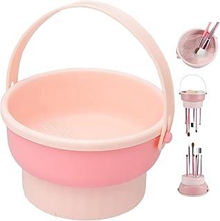 Limpador de Pincéis de Maquiagem em Silicone 3 em 1 I Lavador de Pincéis Dobrável com Alça I Limpeza e Secagem de Pincéis I Rosa e Lilás I Lene (Rosa)
