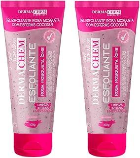 Gel Esfoliante Rosa Mosqueta Dermachem - Kit 2 Unidades 100g - Esfoliante Facial Limpeza Profunda e Pele Macia