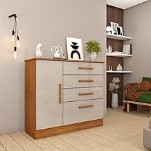 Cômoda 1 Porta 4 Gavetas Chicago Cinamomo/off White