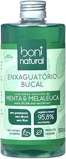 BONI NATURAL - Enxaguante Bucal Natural e Vegano, Sem Flúor, Zero Álcool, Sem Parabeno, Menta e Melaleuca, 500ml