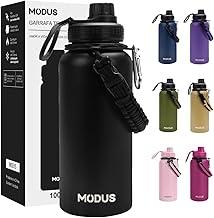 MODUS 1000mL Garrafa Térmica Aço Inoxidável Com Alça Paracord (Preto)