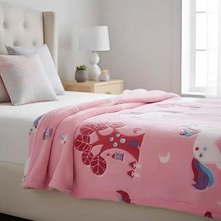 Manta Cobertor Infantil que Brilha no Escuro Unicornio Pink Para Manina, 180x200cm, Microfibra Quentinha