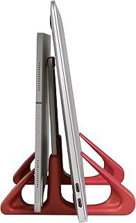 OCTOO, LiteStand Vertical - Suporte de mesa vertical para notebook e tablet, Ice Silver/Vermelho