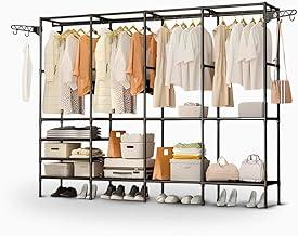 Arara Sapateira Cabideiro Multiuso 4 Colunas 10 Prateleiras Roupeiro Organizador Metal Reforçado Quarto e Closet