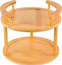 Prateleira Multiuso Giratória Em Bambu 2 NíveiS Para Temperos E Condimentos Organizador de Cozinha